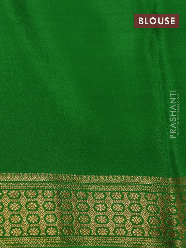 Pure mysore silk saree red and green with allover zari checked pattern and zari woven border