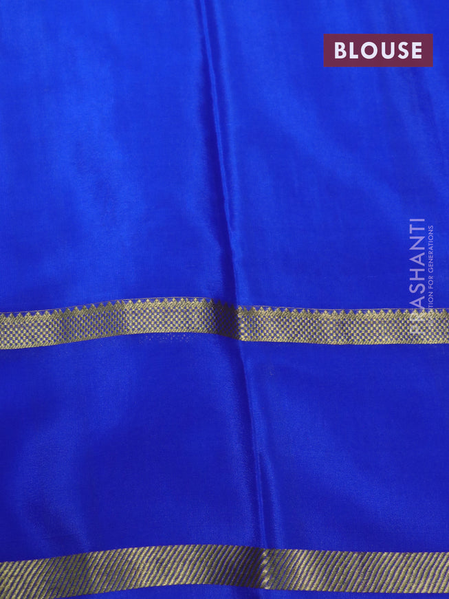 Pure mysore silk saree maroon and blue with allover zari checked pattern and rettapet zari woven border