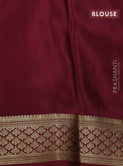 Pure mysore silk saree cs blue and maroon with allover zari weaves and rich zari woven border