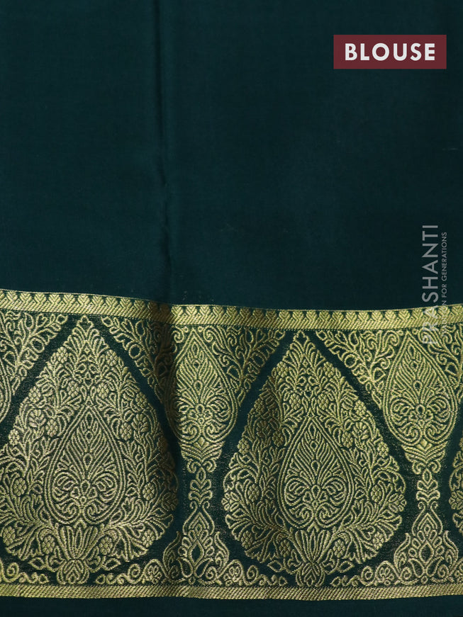 Pure mysore silk saree maroon and dark green with allover zari checked pattern and rich zari woven border