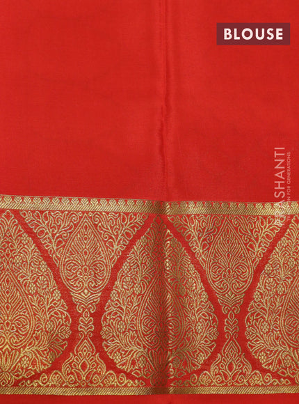 Pure mysore silk saree lavender and orange with allover zari checked pattern and rich zari woven border