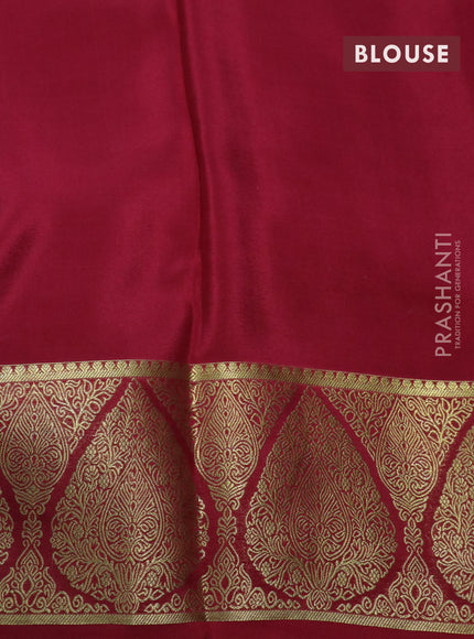 Pure mysore silk saree blue and maroon with allover zari checked pattern and rich zari woven border