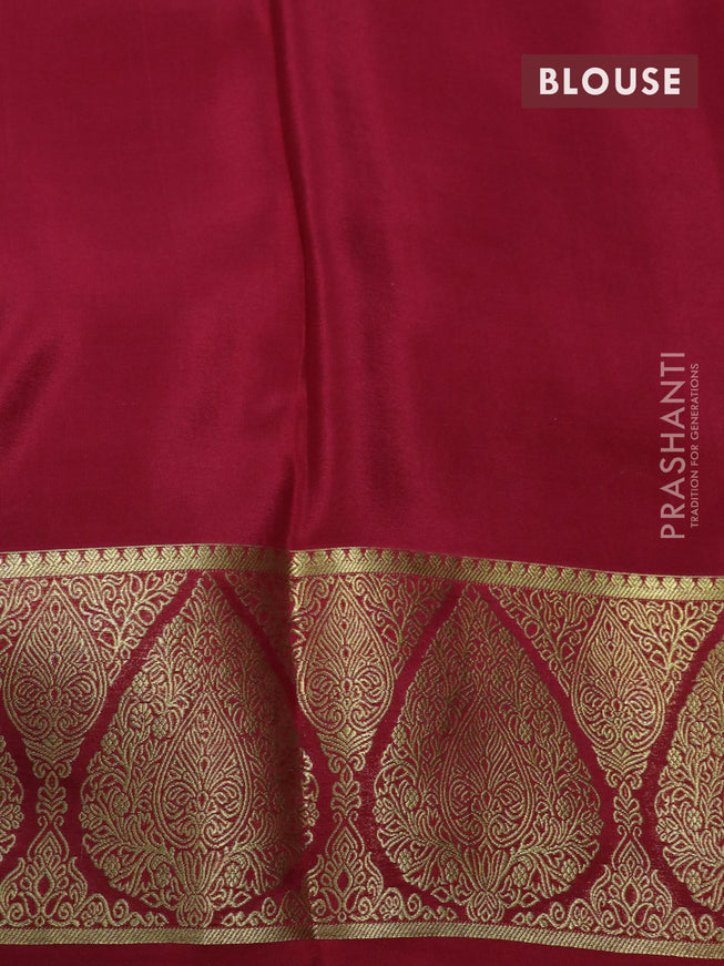 Pure mysore silk saree blue and maroon with allover zari checked pattern and rich zari woven border