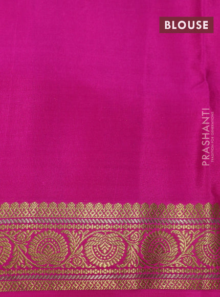 Pure mysore silk saree light blue and pink with allover small zari checks & buttas and rich zari woven border