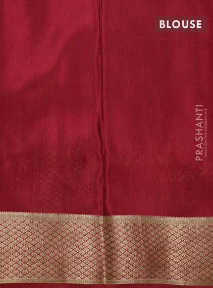 Pure mysore silk saree green and maroon with allover zari weaves & buttas and rich zari woven border