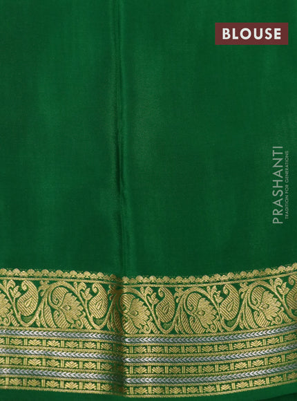 Pure mysore silk saree orange and green with allover zari weaves & buttas and rich zari woven border