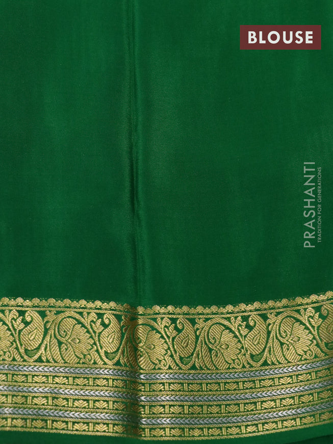 Pure mysore silk saree orange and green with allover zari weaves & buttas and rich zari woven border