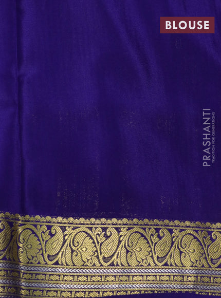 Pure mysore silk saree cs blue and dark blue with allover zari weaves & buttas and rich zari woven border