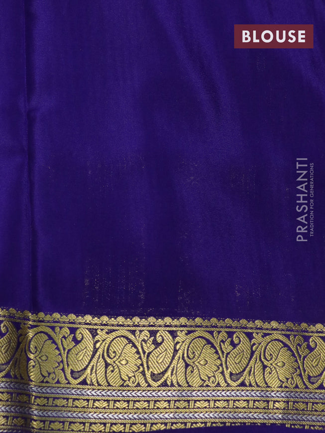 Pure mysore silk saree cs blue and dark blue with allover zari weaves & buttas and rich zari woven border