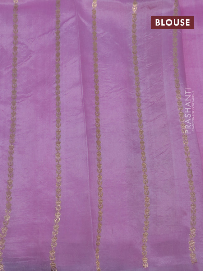 Banarasi poona silk saree light pink with silver & gold zari woven buttas and zari woven butta border