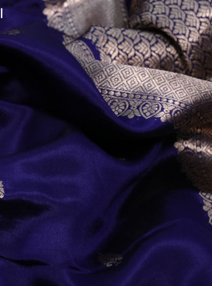 Banarasi poona silk saree blue with zari woven buttas and zari woven butta border