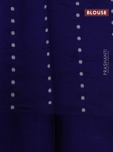 Banarasi poona silk saree blue with zari woven buttas and zari woven butta border