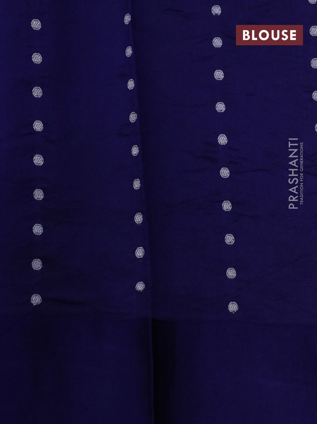 Banarasi poona silk saree blue with zari woven buttas and zari woven butta border