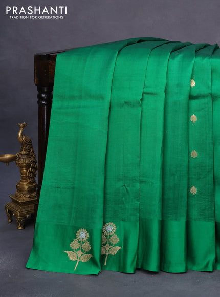 Banarasi poona silk saree green with zari woven buttas and zari woven butta border