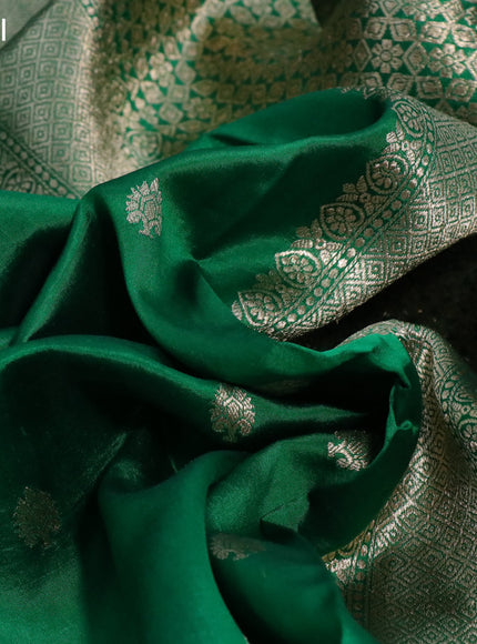 Banarasi poona silk saree green with zari woven buttas and zari woven butta border