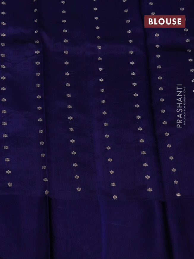 Banarasi poona silk saree blue with zari woven floral buttas and zari woven butta border