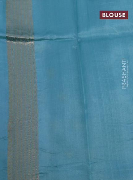 Banarasi poona silk saree light blue with zari woven floral buttas and zari woven border