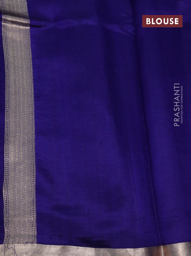 Banarasi poona silk saree blue with zari woven floral buttas and zari woven border