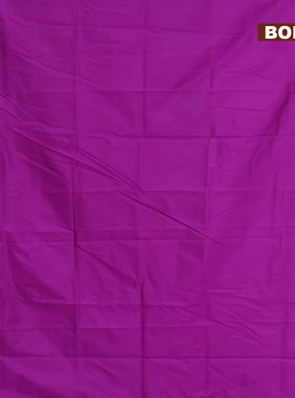 Banarasi semi katan saree purple and cream with plain body with thread & zari woven border