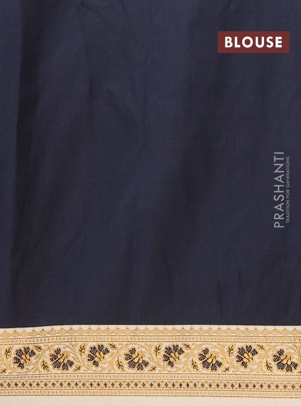 Banarasi semi katan saree black and sandal with plain body and thread & zari woven border