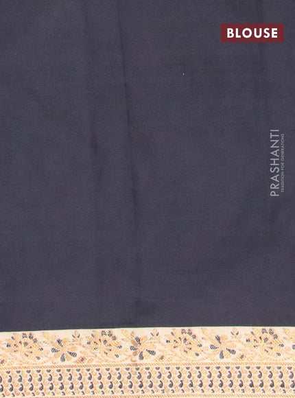 Banarasi semi katan saree black and sandal with plain body and thread & zari woven border