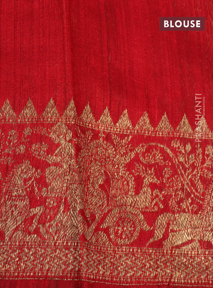 Banarasi raw silk saree black and red with thread & zari woven buttas and long woven border