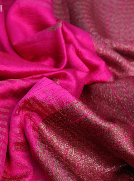 Banarasi raw silk saree pink with thread & zari woven buttas and long woven border