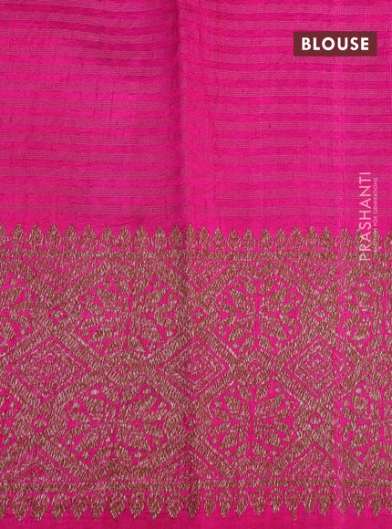 Banarasi raw silk saree pink with thread & zari woven buttas and long woven border