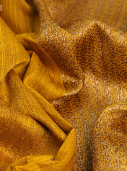 Banarasi raw silk saree mustard yellow with thread & zari woven buttas and woven butta border