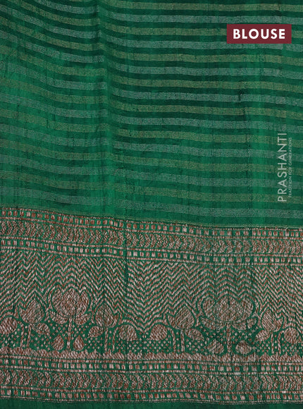 Banarasi raw silk saree kumkum red and green with thread & zari woven floral buttas and long woven border