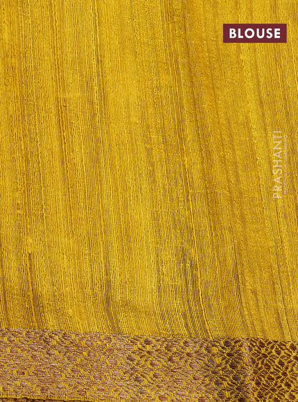 Banarasi raw silk saree mustard yellow with zari weaves & buttas and woven border