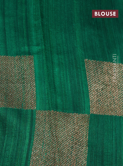 Banarasi raw silk saree green with thread & zari woven geometric buttas and long woven border