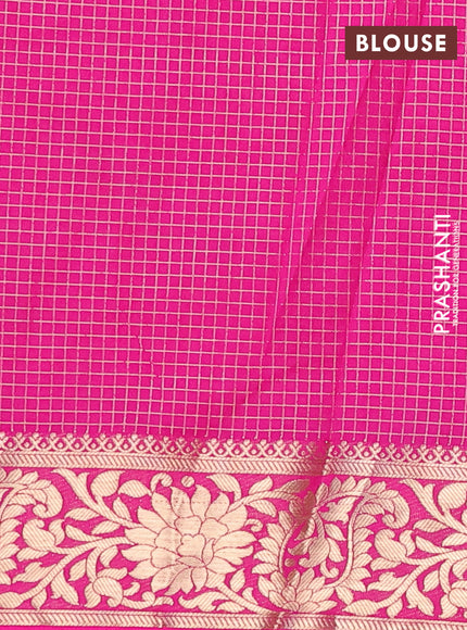 Semi crepe saree black and pink with allover zari weaves and zari woven border