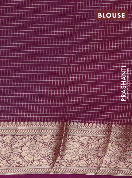 Semi crepe saree teal blue and deep purple with allover geometric zari weaves & self emboss and zari woven border