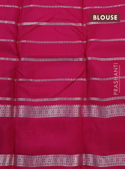 Roopam silk saree blue and pink with allover silver zari checks and rettapet silver zari woven border