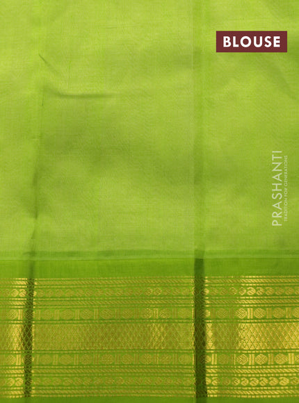 Kuppadam silk cotton saree cream and light green with plain body and zari woven border