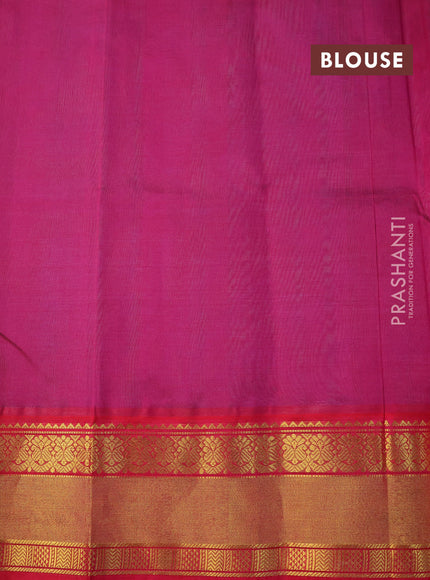 Kuppadam silk cotton saree dual shade of teal blue and pink with zari woven buttas and zari woven border