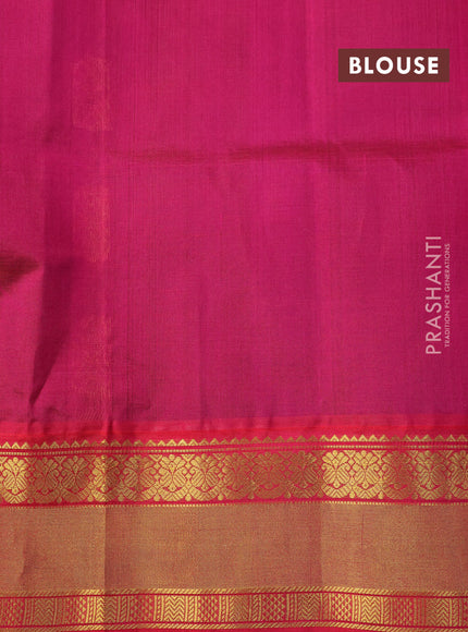 Kuppadam silk cotton saree dark green and pink with zari woven buttas and zari woven border