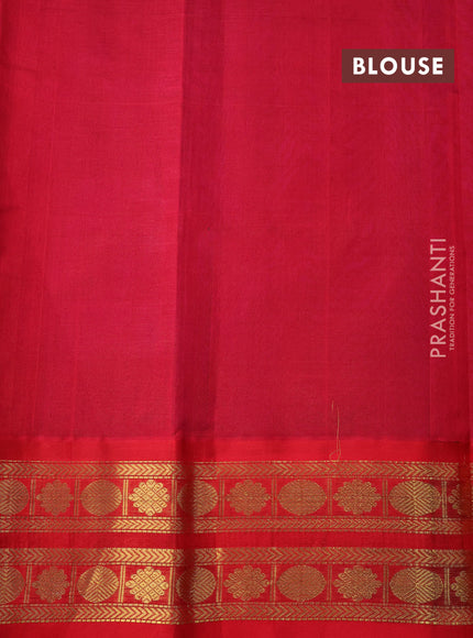 Kuppadam silk cotton saree violet and red with plain body and zari woven border