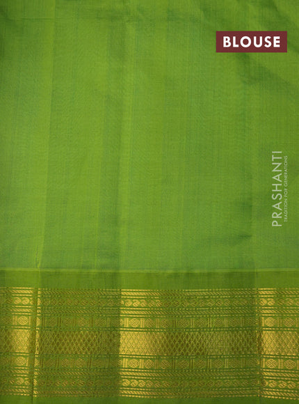 Kuppadam silk cotton saree light blue and light green with plain body and zari woven border