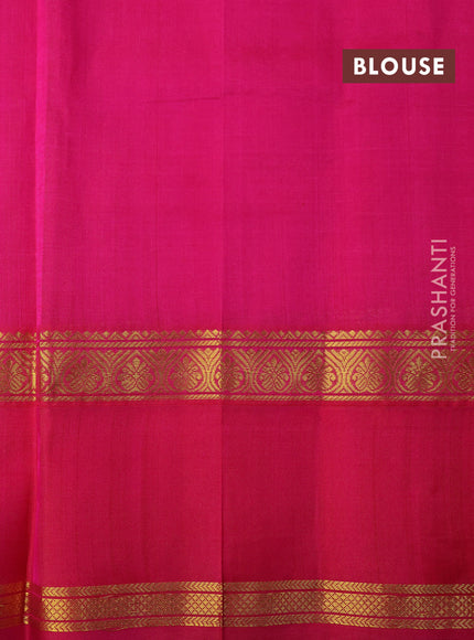 Kuppadam silk cotton saree cream and pink with plain body and rettapet zari woven border