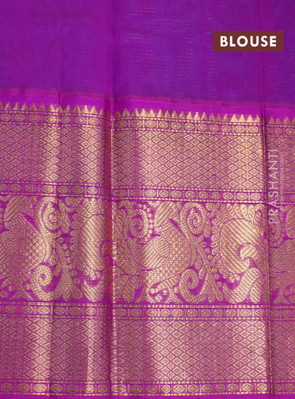 Kuppadam silk cotton saree blue and purple with allover zari weaves & buttas and long annam zari woven border