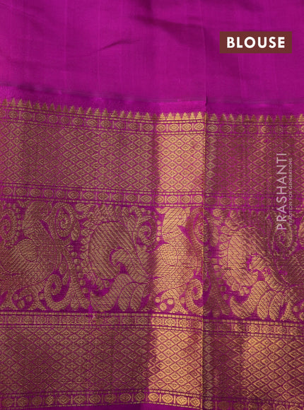 Kuppadam silk cotton saree orange and purple with allover zari weaves & buttas and long annam zari woven border