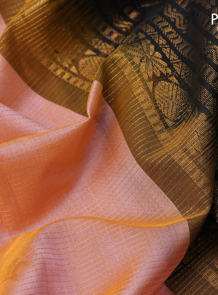 Kuppadam silk cotton saree dual shade of yellow and black with allover zari weaves & buttas and long annam zari woven border