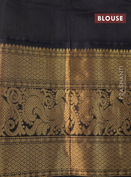 Kuppadam silk cotton saree dual shade of yellow and black with allover zari weaves & buttas and long annam zari woven border