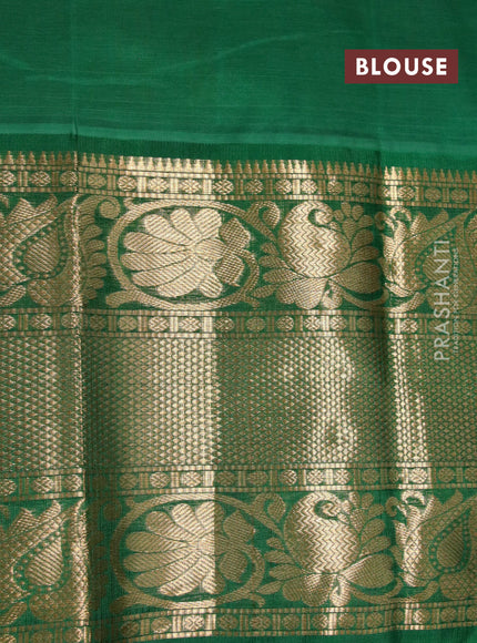 Kuppadam silk cotton saree dual shade of pinkish yelllow and green with allover zari checks & buttas and long zari woven border