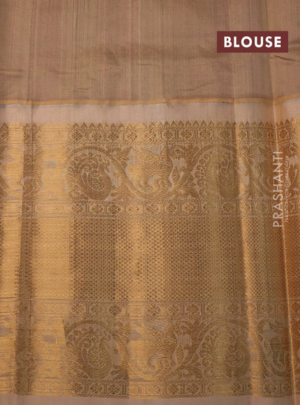 Kuppadam silk cotton saree purple and sandal with allover zari weaves & buttas and long zari woven border