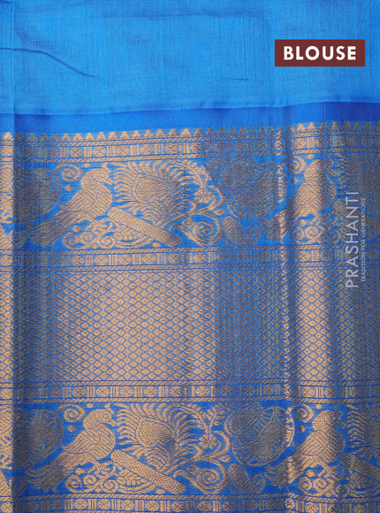 Kuppadam silk cotton saree grey and cs blue with allover zari weaves & buttas and long zari woven border