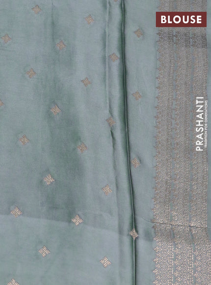 Mushru silk saree grey with zari woven buttas and zari woven butta border