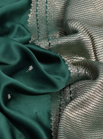 Mushru silk saree green with zari woven buttas and zari woven butta border